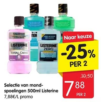 Promoties Selectie van mondspoelingen listerine - Listerine - Geldig van 13/10/2016 tot 19/10/2016 bij Red Market