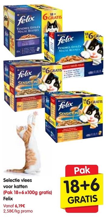 Promotions Selectie vlees voor katten felix - Felix - Valide de 13/10/2016 à 19/10/2016 chez Red Market