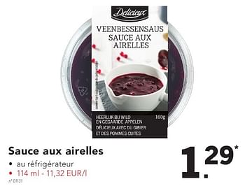Promoties Sauce aux airelles - Delicieux - Geldig van 17/10/2016 tot 22/10/2016 bij Lidl