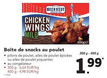 Promotions Boîte de snacks au poulet - Mcennedy - Valide de 17/10/2016 à 22/10/2016 chez Lidl