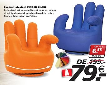 Promoties Fauteuil pivotant finger chair - Huismerk - Seats and Sofas - Geldig van 17/10/2016 tot 22/10/2016 bij Seats and Sofas
