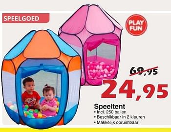 Promoties Speelgoed speeltent - Play Fun - Geldig van 02/10/2016 tot 23/10/2016 bij Itek