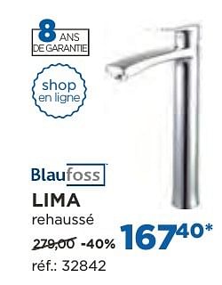 Promotions Lima robinets de lavabo - Blaufoss - Valide de 04/10/2016 à 29/10/2016 chez X2O