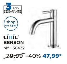 Promotions Benson robinets d`eau froide - Linie - Valide de 04/10/2016 à 29/10/2016 chez X2O
