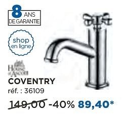 Promoties Coventry robinets d`eau froide - House of Ascott - Geldig van 04/10/2016 tot 29/10/2016 bij X2O
