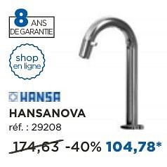 Promoties Hansanova robinets d`eau froide - Hansa - Geldig van 04/10/2016 tot 29/10/2016 bij X2O