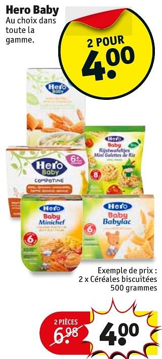 Promoties Hero baby céréales biscuitées - Hero Baby - Geldig van 10/10/2016 tot 23/10/2016 bij Kruidvat
