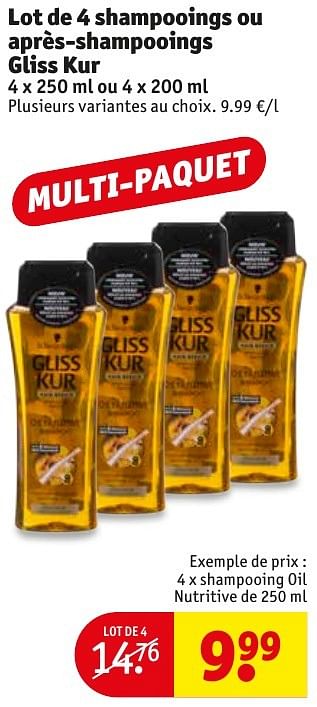 Promotions Shampooings ou après-shampooings gliss kur - Schwarzkopf - Valide de 10/10/2016 à 23/10/2016 chez Kruidvat