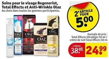 Promotions Soins pour le visage regenerist, total effects et anti-wrinkle olaz - Olaz - Valide de 10/10/2016 à 23/10/2016 chez Kruidvat