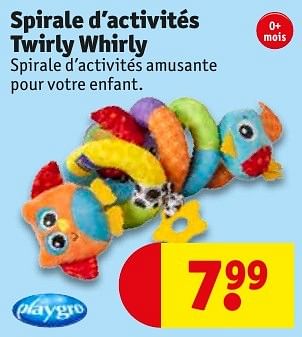 Promoties Spirale d`activités twirly whirly - Playgro - Geldig van 10/10/2016 tot 23/10/2016 bij Kruidvat