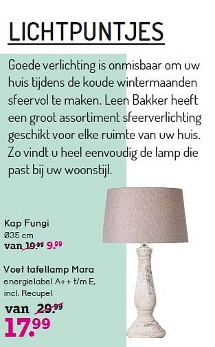 Promoties Voet tafellamp mara - Huismerk - Leen Bakker - Geldig van 10/10/2016 tot 23/10/2016 bij Leen Bakker