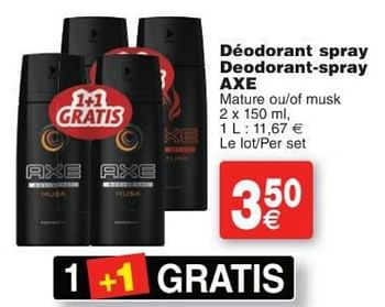 Promoties Déodorant spray deodorant-spray axe - Axe - Geldig van 11/10/2016 tot 24/10/2016 bij Cora