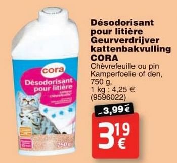 Promotions Désodorisant pour litière geurverdrijver kattenbakvulling cora - Cora - Valide de 11/10/2016 à 24/10/2016 chez Cora