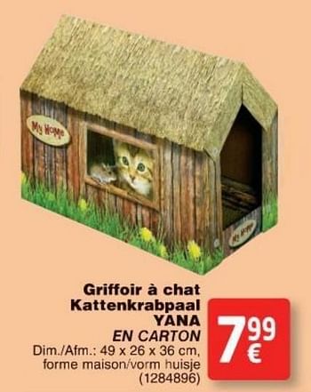 Promoties Griffoir à chat kattenkrabpaal yana en carton - Yana - Geldig van 11/10/2016 tot 24/10/2016 bij Cora