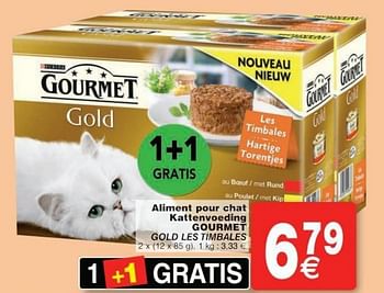 Promoties Aliment pour chat kattenvoeding gourmet gold les timbales - Gourmet - Geldig van 11/10/2016 tot 24/10/2016 bij Cora
