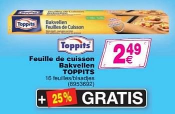Promoties Feuilles de cuisson bakvellen toppits - Toppits - Geldig van 11/10/2016 tot 24/10/2016 bij Cora