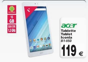 Promoties Acer tablette tablet iconia b1-850 - Acer - Geldig van 11/10/2016 tot 24/10/2016 bij Cora