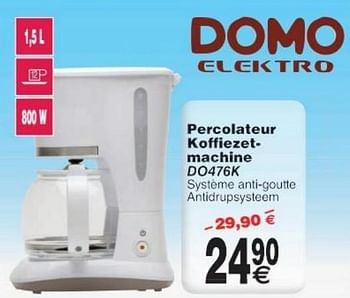 Promotions Domo elektro percolateur koffiezetmachine do476k - Domo elektro - Valide de 11/10/2016 à 24/10/2016 chez Cora