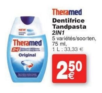 Promoties Theramed dentifrice tandpasta 2 in 1 - Theramed - Geldig van 11/10/2016 tot 24/10/2016 bij Cora