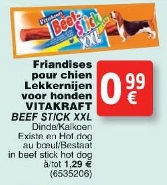 Promoties Friandises pour chien lekkernijen voor honden vitakraft beef stick xxl - Vitakraft - Geldig van 11/10/2016 tot 24/10/2016 bij Cora