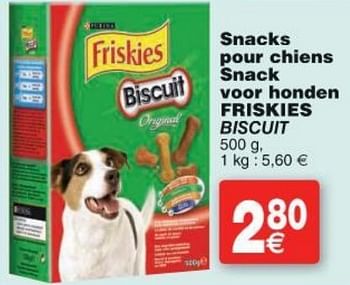 Promoties Snacks pour chiens snack voor honden friskies biscuit - Friskies - Geldig van 11/10/2016 tot 24/10/2016 bij Cora