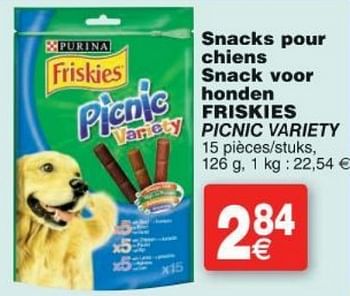 Promotions Snacks pour chiens snack voor honden friskies picnic variety - Friskies - Valide de 11/10/2016 à 24/10/2016 chez Cora