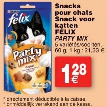 Promoties Snacks pour chats snack voor katten félix party mix - Felix - Geldig van 11/10/2016 tot 24/10/2016 bij Cora