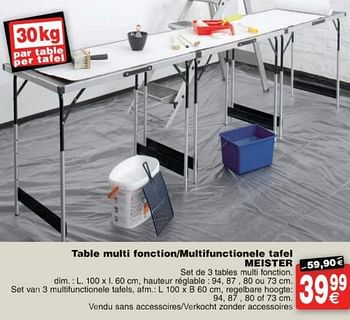Promotions Table multi fonction-muitifunctioneie tafel meister - Meister - Valide de 11/10/2016 à 24/10/2016 chez Cora