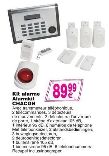 Promoties Kit alarme alarmkit chacon - Chacon - Geldig van 11/10/2016 tot 24/10/2016 bij Cora