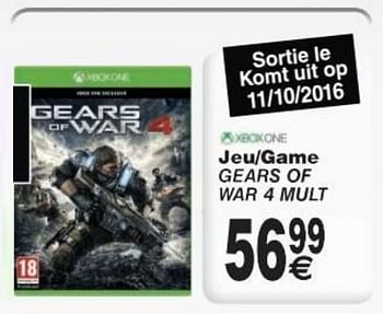 Promotions Jeu- game gears of war 4 mult - Microsoft Game Studios - Valide de 11/10/2016 à 24/10/2016 chez Cora
