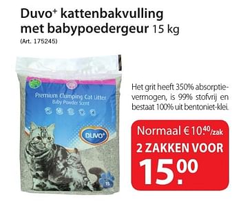 Promotions Duvo+ kattenbakvulling met babypoedergeur - Duvo - Valide de 12/10/2016 à 24/10/2016 chez Pelckmans Tuincenter