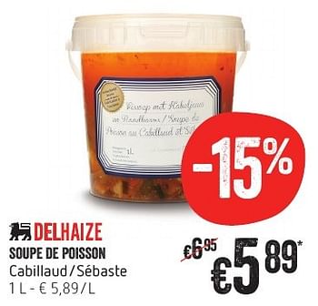 Promotions Soupe de poisson cabillaud-sébaste - Produit Maison - Delhaize - Valide de 13/10/2016 à 19/10/2016 chez Delhaize