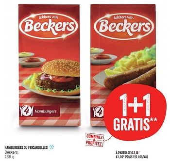 Promoties Hamburgers ou fricandelles beckers - Beckers - Geldig van 13/10/2016 tot 19/10/2016 bij Delhaize