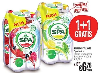 Promoties Boisson pétillante spa fruits - Spa - Geldig van 13/10/2016 tot 19/10/2016 bij Delhaize