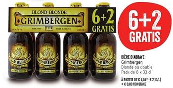 Promotions Bière d`abbaye grimbergen blonde ou double - Grimbergen - Valide de 13/10/2016 à 19/10/2016 chez Delhaize