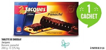 Promotions Tablette de chocolat jacques banane, panaché - Jacques - Valide de 13/10/2016 à 19/10/2016 chez Delhaize