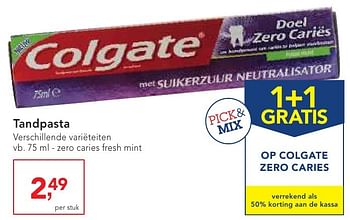 Promoties Tandpasta zero caries fresh mint - Colgate - Geldig van 19/10/2016 tot 01/11/2016 bij Makro
