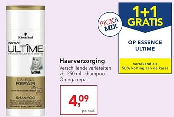 Promotions Essence ultime haarverzorging shampoo omega repair - Schwarzkopf - Valide de 19/10/2016 à 01/11/2016 chez Makro