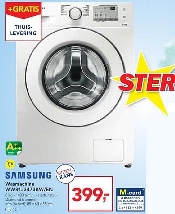 Promoties Samsung wasmachine ww81j3473kw-en - Samsung - Geldig van 19/10/2016 tot 01/11/2016 bij Makro
