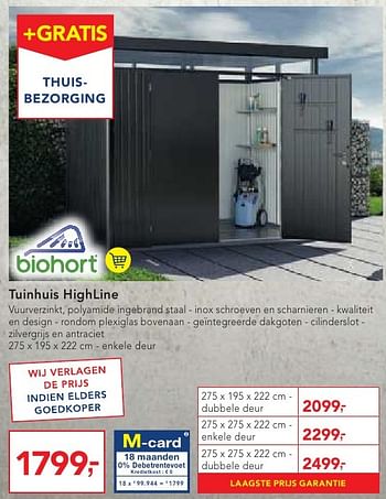 Promotions Tuinhuis highline - Biohort - Valide de 19/10/2016 à 01/11/2016 chez Makro