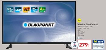 Promoties Blaupunkt televisie bla40-1480 - Blaupunkt - Geldig van 19/10/2016 tot 01/11/2016 bij Makro