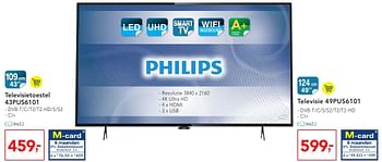 Promoties Philips televisietoestel 43pus6101 - Philips - Geldig van 19/10/2016 tot 01/11/2016 bij Makro