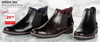 Promoties Boots en cuir pour femme - Fashion Line - Geldig van 19/10/2016 tot 01/11/2016 bij Makro