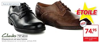Promotions Chaussures en cuir pour homme - Clarks - Valide de 19/10/2016 à 01/11/2016 chez Makro
