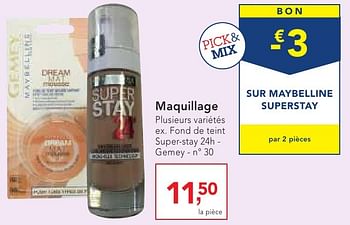 Promotions Maquillage - Maybelline - Valide de 19/10/2016 à 01/11/2016 chez Makro