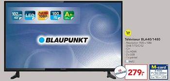 Promoties Blaupunkt téléviseur bla40-1480 - Blaupunkt - Geldig van 19/10/2016 tot 01/11/2016 bij Makro