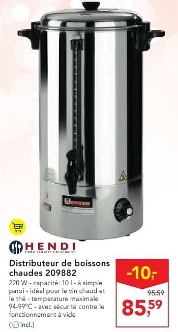 Promotions Hendi distributeur de boissons chaudes 209882 - Hendi - Valide de 19/10/2016 à 01/11/2016 chez Makro