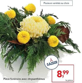 Promotions Pièce funéraire avec chrysanthèmes - Produit maison - Makro - Valide de 19/10/2016 à 01/11/2016 chez Makro