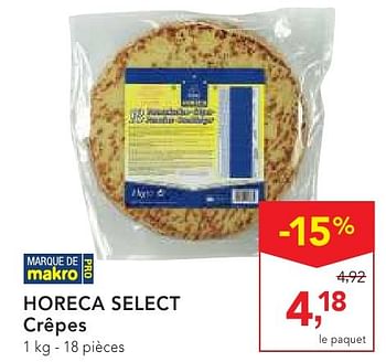 Promoties Horeca select crêpes - Huismerk - Makro - Geldig van 19/10/2016 tot 01/11/2016 bij Makro