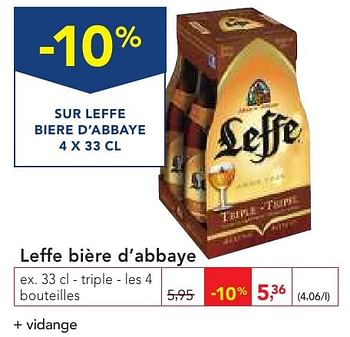Promotions Leffe bière d`abbaye - Leffe - Valide de 19/10/2016 à 01/11/2016 chez Makro